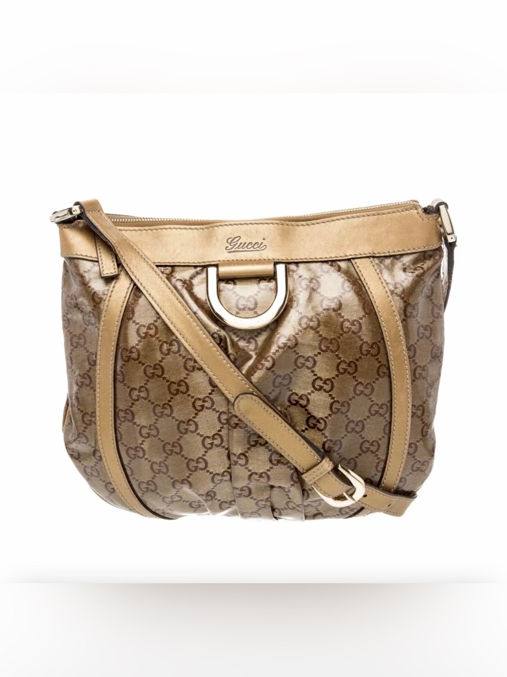 Gucci Gold-Tone GG Monogram Shoulder Bag